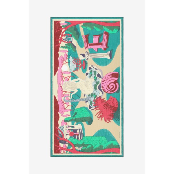 Inoui Editions medvilnės skara JARDIN FUCHSIA